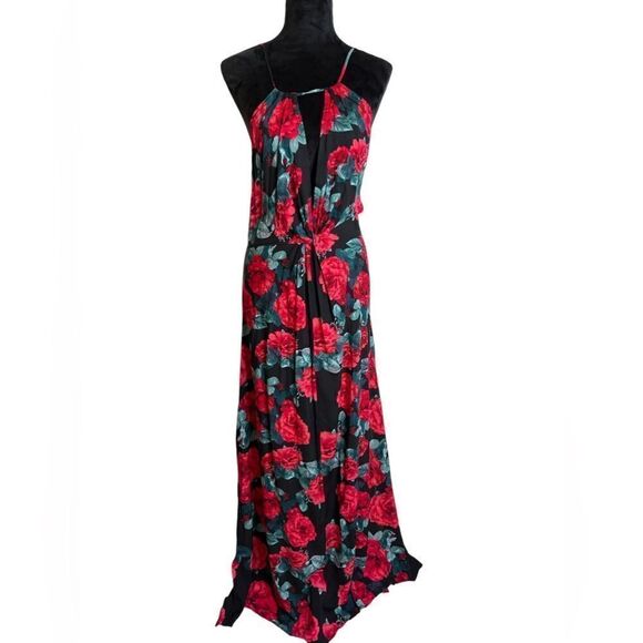 Aakaa keyhole floral backless maxi dress size small . - Picture 1 of 7